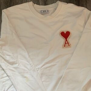 Ami White Shirt with Red Heart Logo